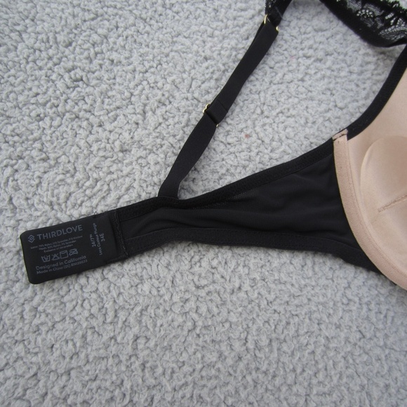 Third Love 24/7 Lace Contour Plunge Bra 34E Black Sexy Removeable Pads comfort - Picture 8 of 12